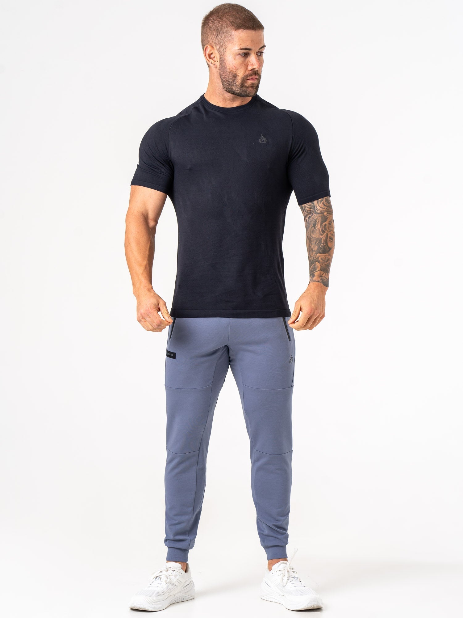 Endurance Track Pants for Men - Stretch Denim Blue Joggers with Pockets | Perfect for Running, Gym Workouts & Casual Wear