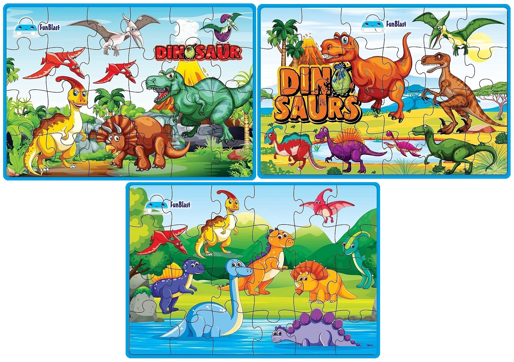 FunBlast Dinosaur Jigsaw Puzzle for Kids Ages 3+ - 72 Piece Educational Floor Puzzle Toy for Boys & Girls - STEM Learning Activity for Preschoolers & Toddlers (Multicolor) - Perfect for Birthday Gifts, Classroom Activities & Family Game Night