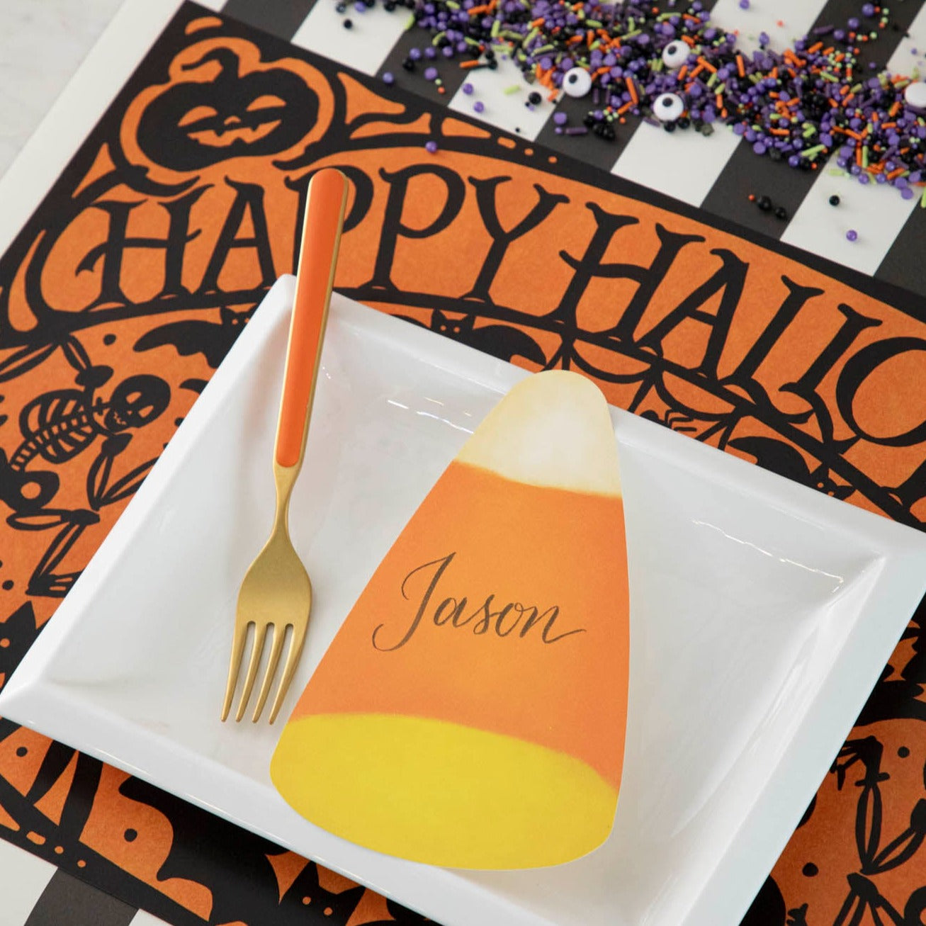 Halloween Candy Corn Table Decor - Festive Fall Centerpiece for Parties, Home & Office Decorations