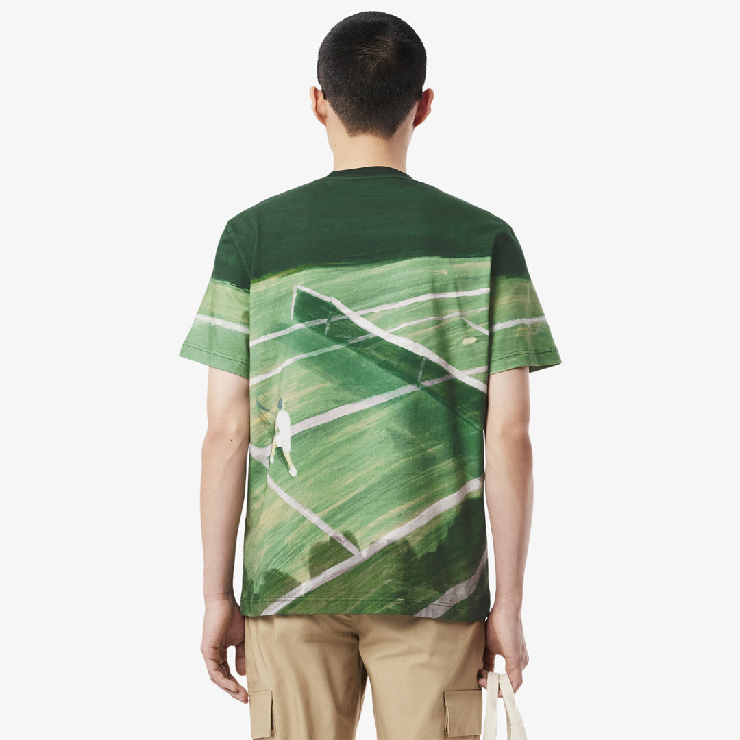 Lacoste Men's Tennis Print T-Shirt - Green Cotton Polo Shirt for Casual Wear & Sports | Perfect for Tennis, Golf, and Everyday Outfits