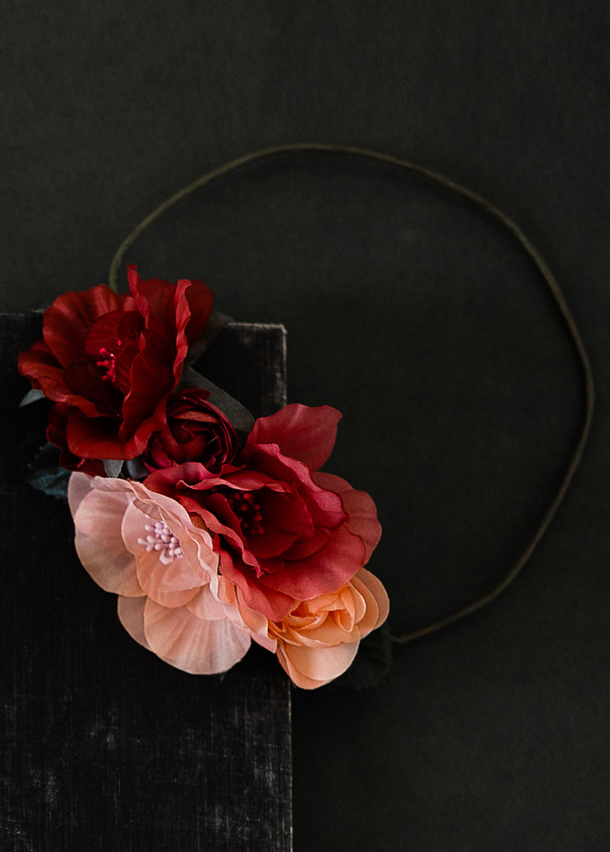 Orly Flower Crown in Dusty Pink - Elegant Floral Hair Accessory for Weddings, Parties & Boho Fashion