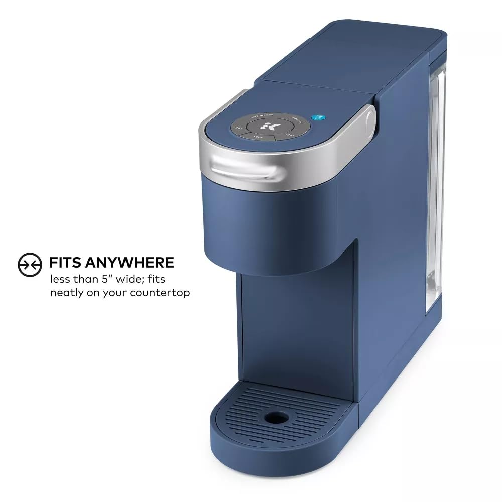 K-Iced Plus Single-Serve Coffee Maker & Espresso Machine - Brews Iced & Hot Coffee, Compact Design for Small Spaces, Fits Travel Mugs, 46 oz Removable Water Reservoir, Auto Shut-Off, KCup Pod Compatible, Alpine Blue - Perfect for Home, Office, Dorm & Travel Use