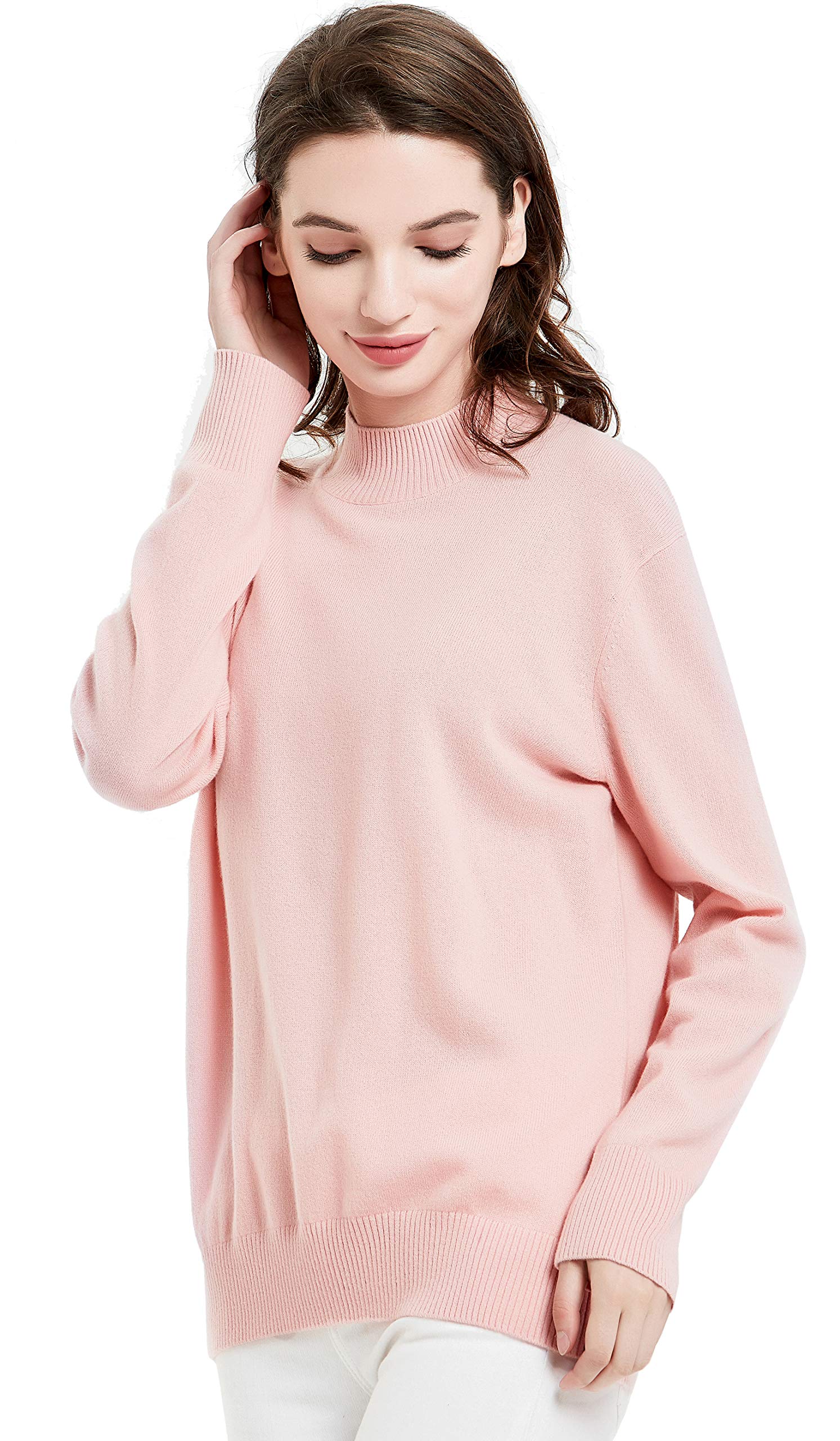 100% Pure Cashmere Women's Mock Neck Pullover Sweater - Soft & Warm Winter Knit Top for Work, Travel & Casual Outfits