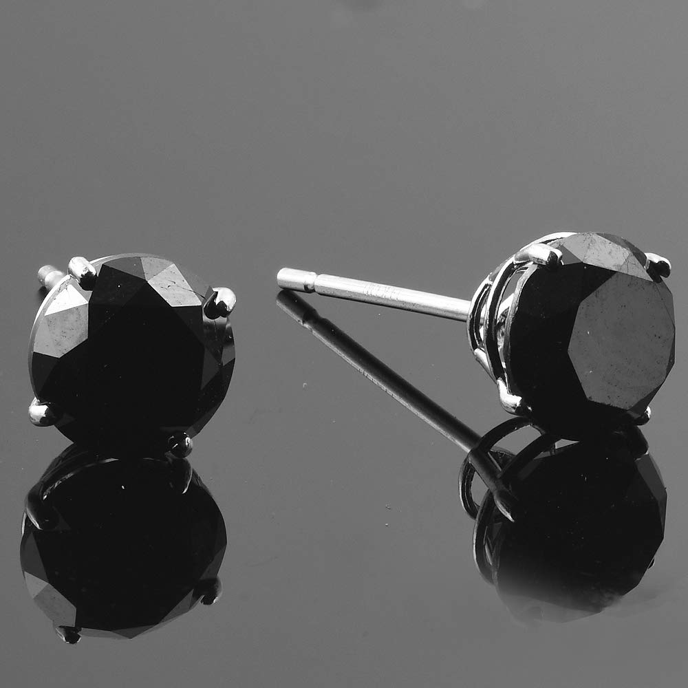 2.5ct Black Diamond Stud Earrings for Women in 14K White Gold - Elegant & Timeless Jewelry for Everyday Wear, Parties & Special Occasions