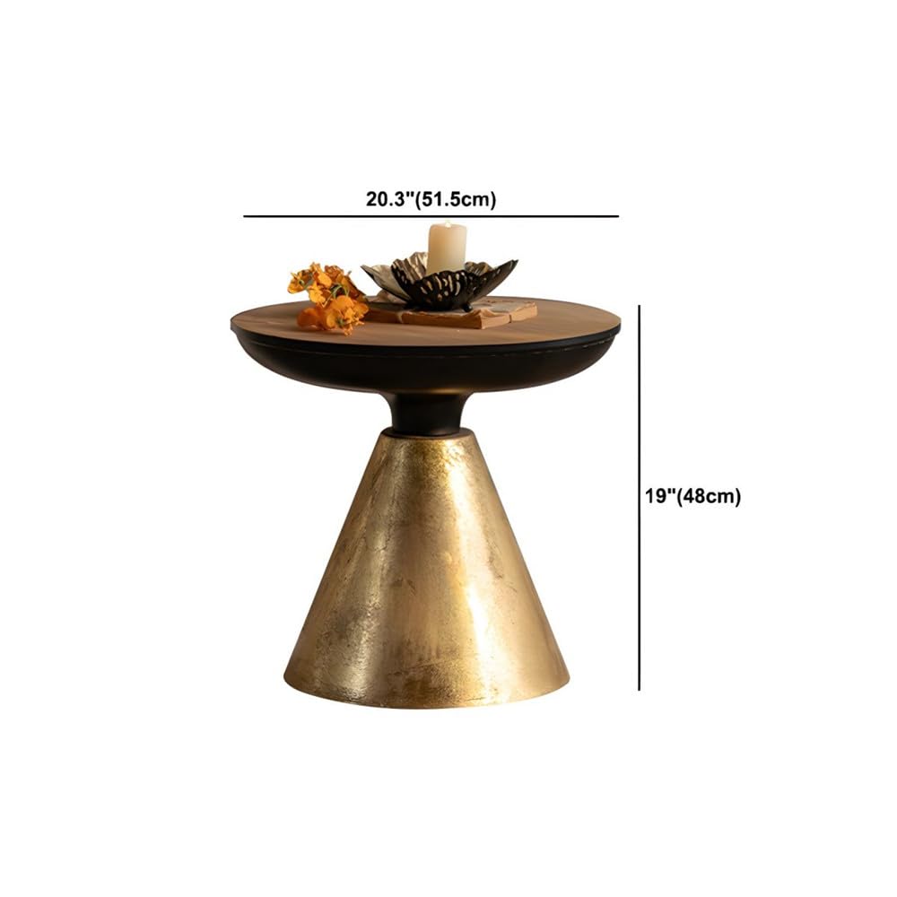 NIUYAO Mid-Century French Style Round Pedestal Side Table - Gold Accent Table for Living Room, Bedroom, Apartment | Perfect as End Table, Nightstand, Coffee Table or Lounge Drinking Table