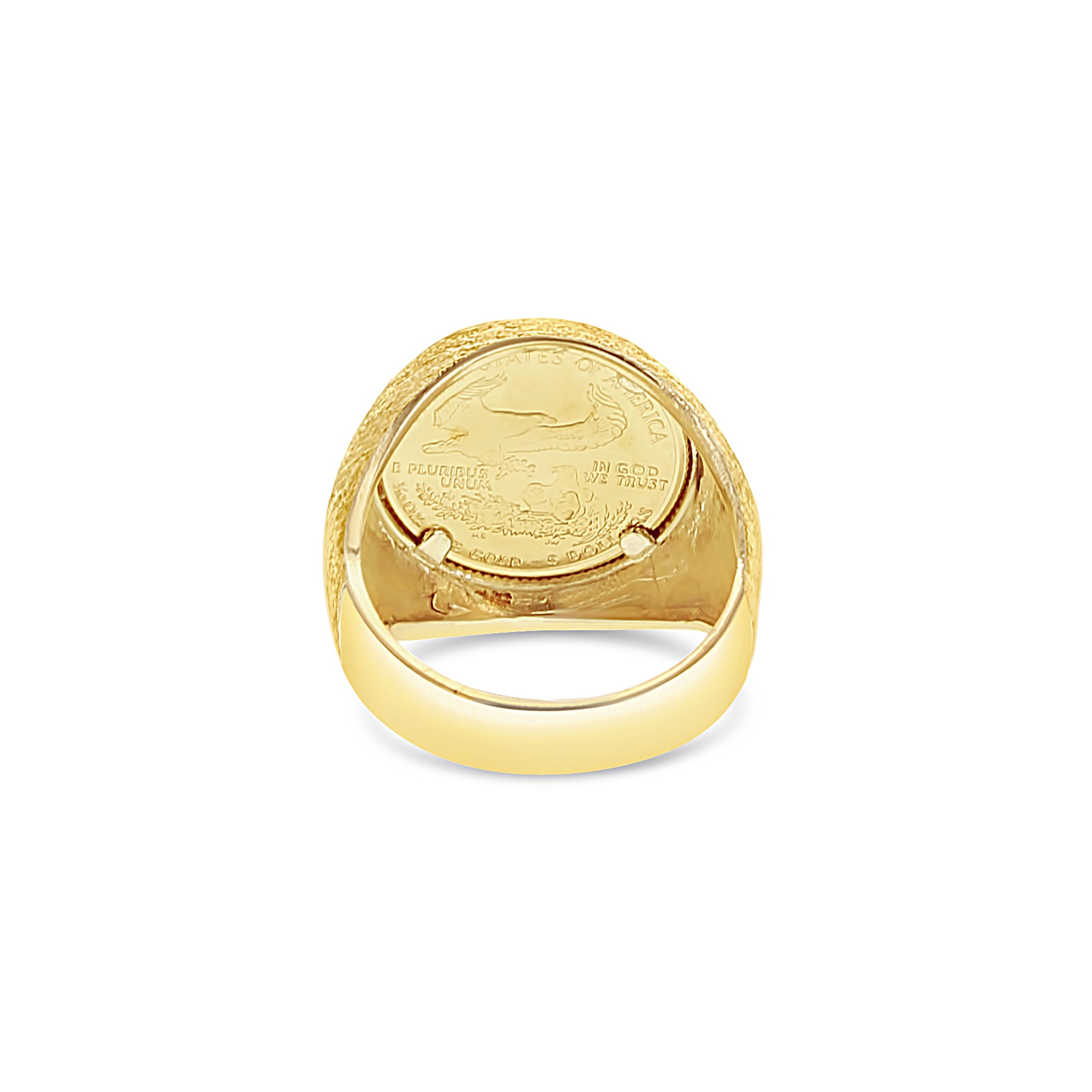 American Eagle 1/10 oz Gold Coin Ring with Unique Bark Texture - Perfect for Men's Jewelry, Gifts & Everyday Wear