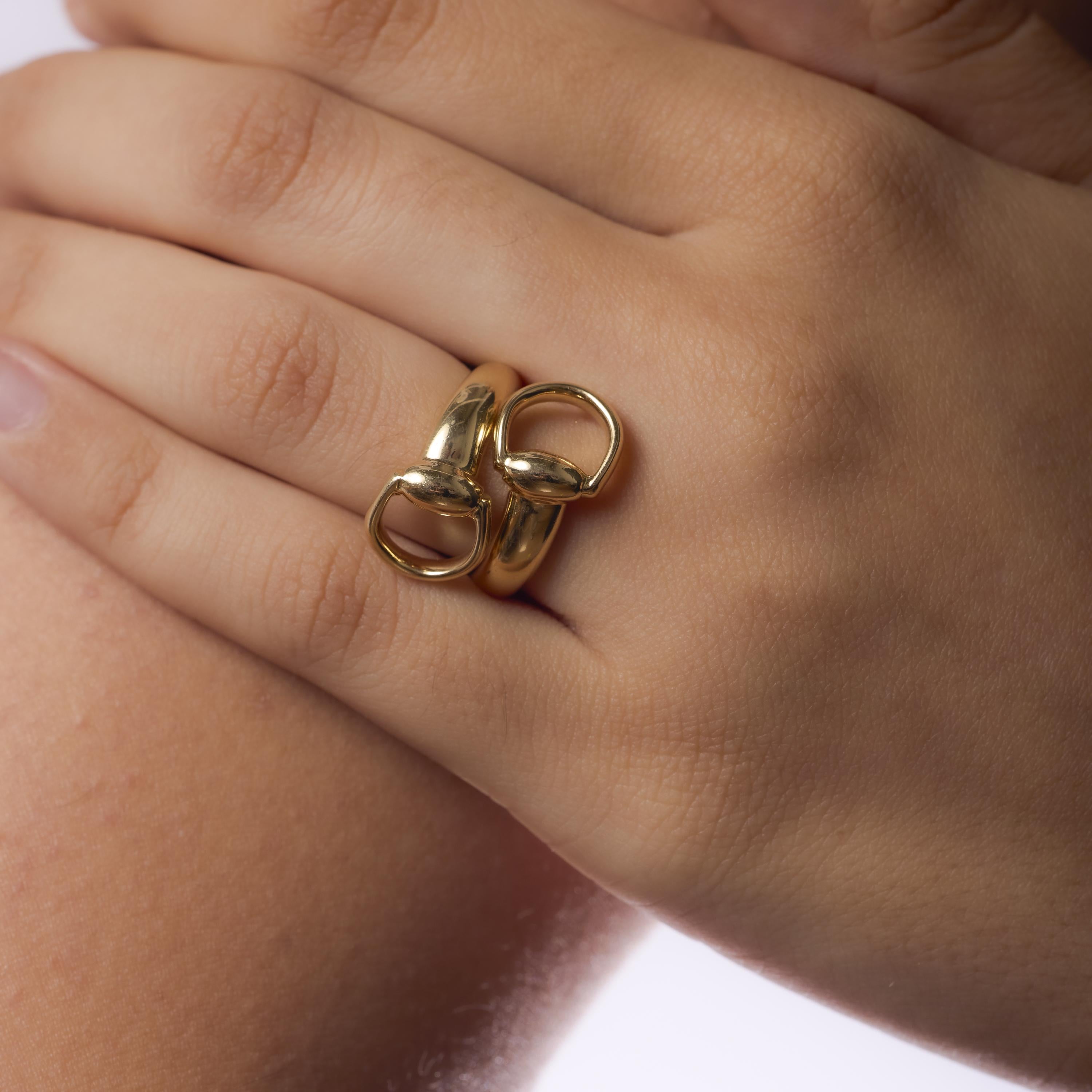 Gucci Italy 18k Yellow Gold Horsebit Wrap Ring for Women | Luxury Fashion Jewelry Gift for Birthday, Anniversary & Special Occasions