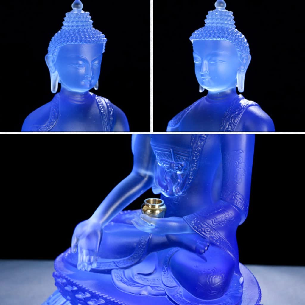 Hand-Blown Glass Buddha Statue - Zen Meditation Sculpture for Home & Office Decor, Exquisite Craftsmanship, Perfect Gift for Meditation & Mindfulness (Blue) - Ideal for Yoga Studios, Meditation Spaces & Spiritual Gifts