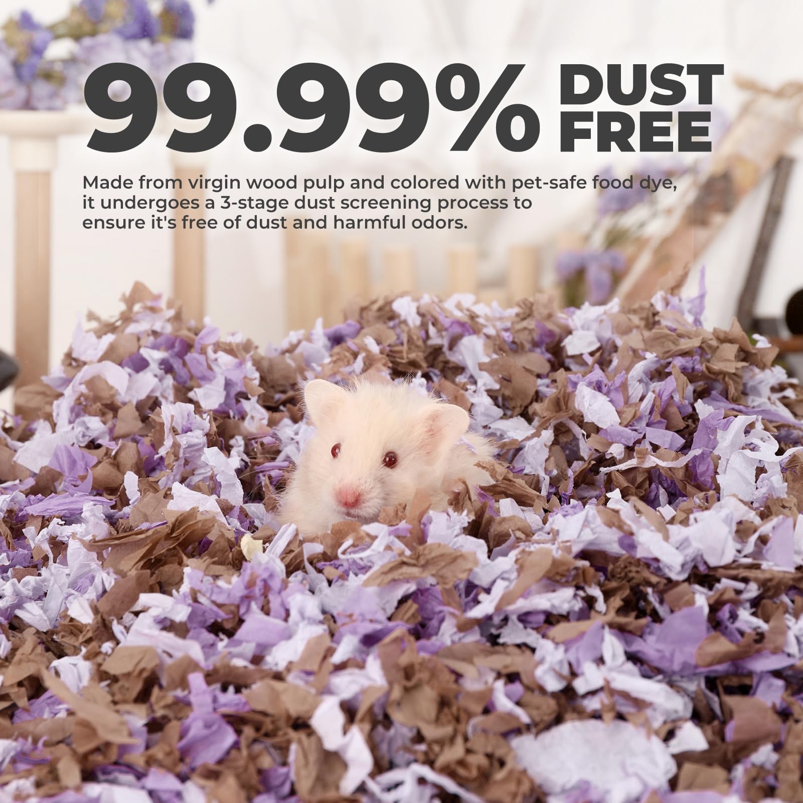 Premium Natural Paper Small Pet Bedding - Moisture Absorbent, Dust-Free for Guinea Pigs, Hamsters & Rabbits | 12L | Ideal for Cages, Nesting & Odor Control