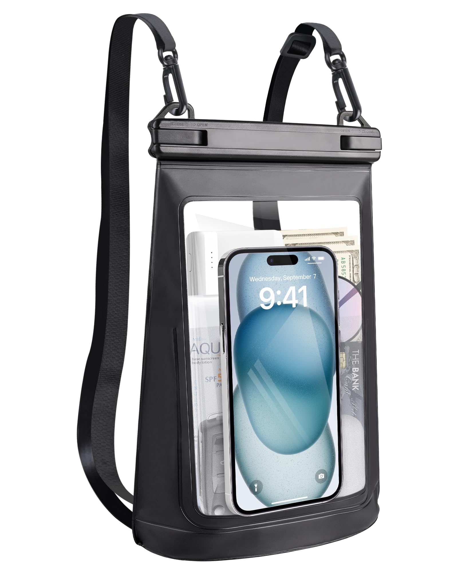 2L Waterproof Phone Pouch for iPhone 16 15 14 11 Pro Max & Samsung Galaxy S24 S21 - Large Floating Dry Bag for Beach, Swimming, Kayaking - Stores Phone, Keys, Sunscreen & Sunglasses - Perfect for Water Sports, Pool Parties & Outdoor Adventures