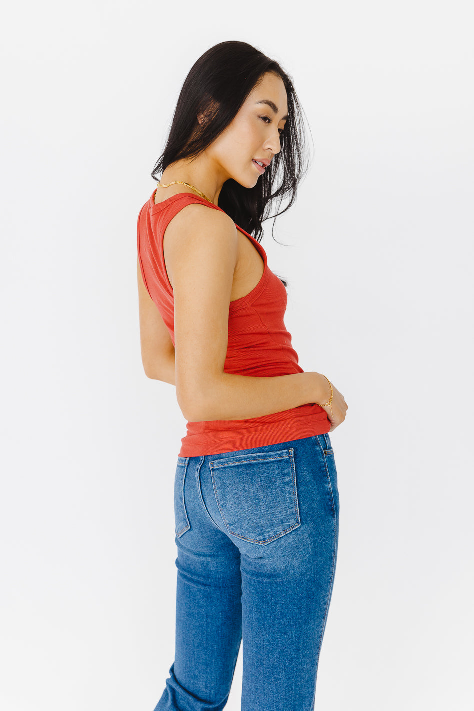 Kendall Tank Top in Rust Color - Women's Casual Sleeveless Shirt for Summer | Perfect for Beach, Travel & Everyday Wear