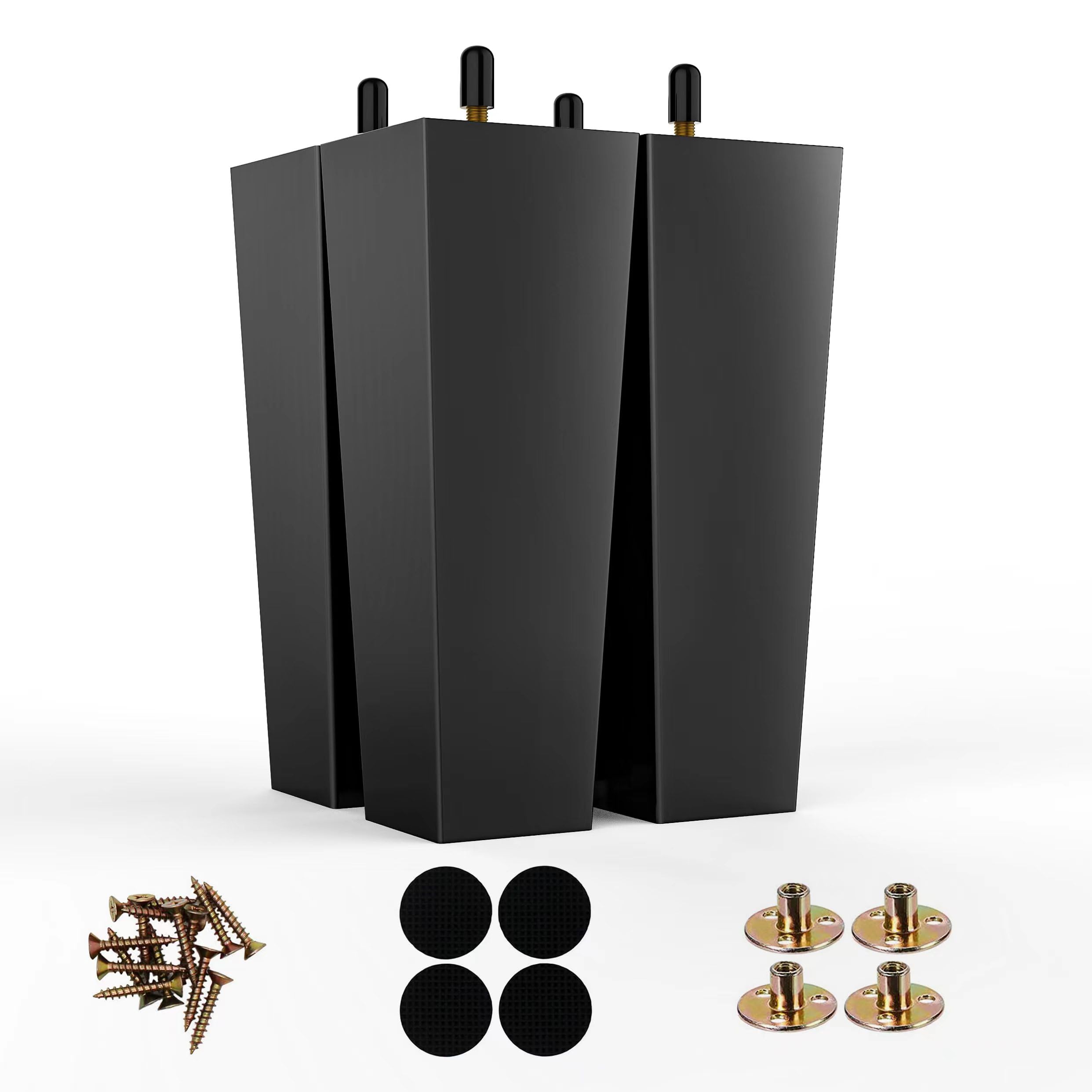 8 Inch Black Round Wood Furniture Legs - Pack of 4 Mid Century Sofa Replacement Legs for Couch, Desk, Dresser, Sideboard & Recliner | Durable & Stylish Home Decor Upgrade for Living Room, Bedroom & Office