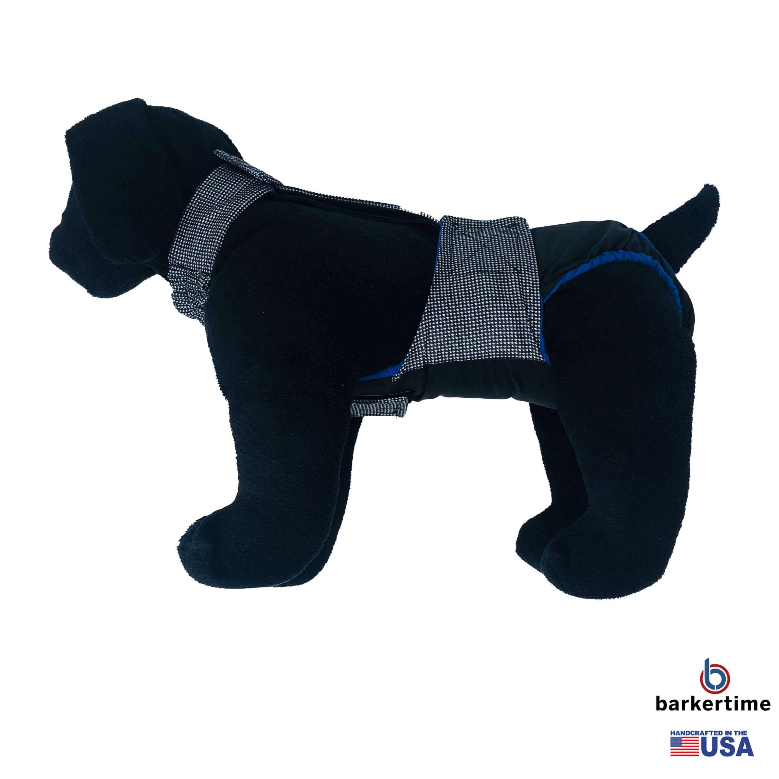 Black & White Gingham Dog Diaper Overall with Tail Hole - Medium Size, Made in USA - Perfect for House Training, Travel & Special Occasions