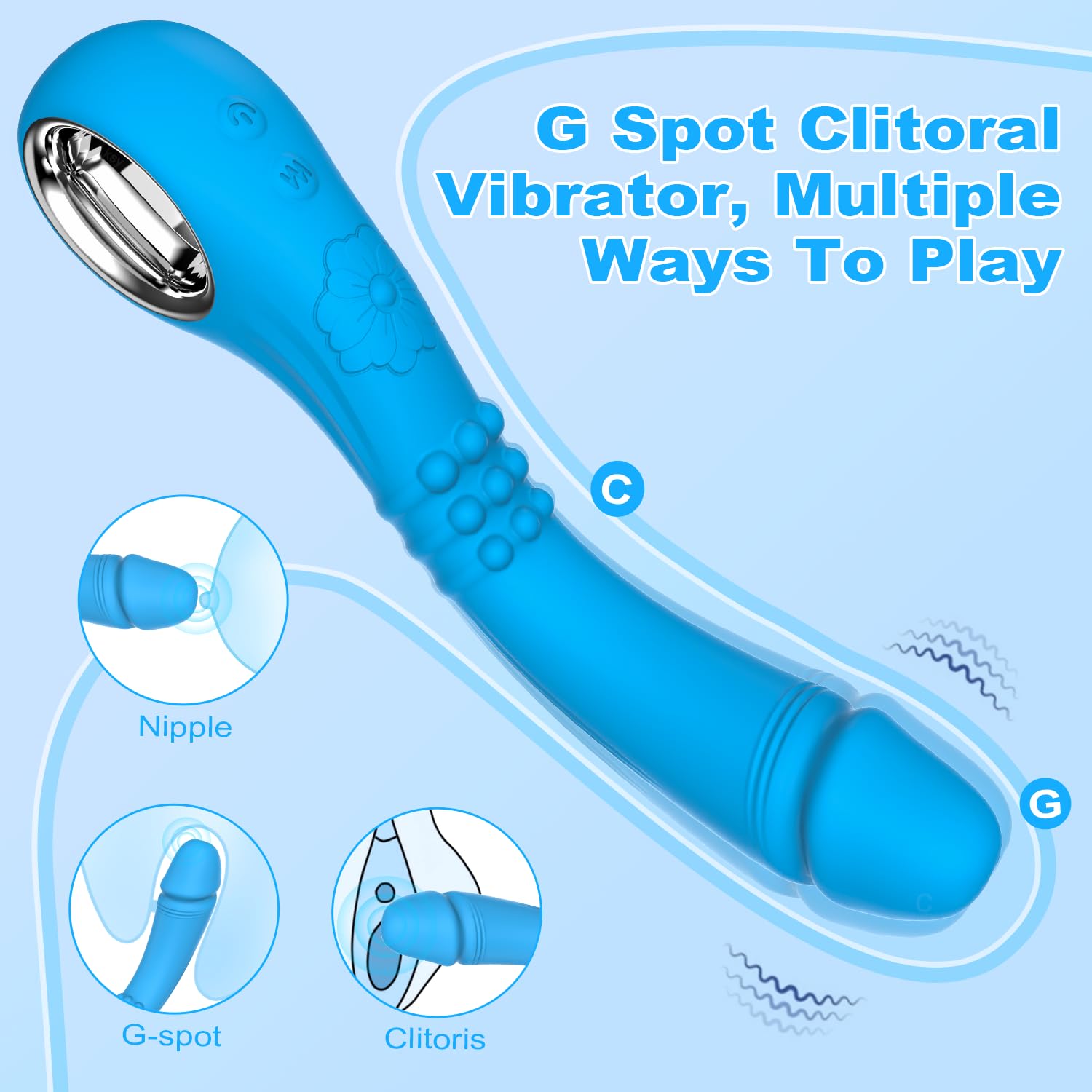 IRKEAC G Spot Vibrator - 10 Powerful Vibration Modes & Super Click Mode, Realistic Silicone Dildo for Women, Clitoral Stimulator Adult Sex Toy (Blue) - Perfect for Solo Play, Couples & Sensual Exploration