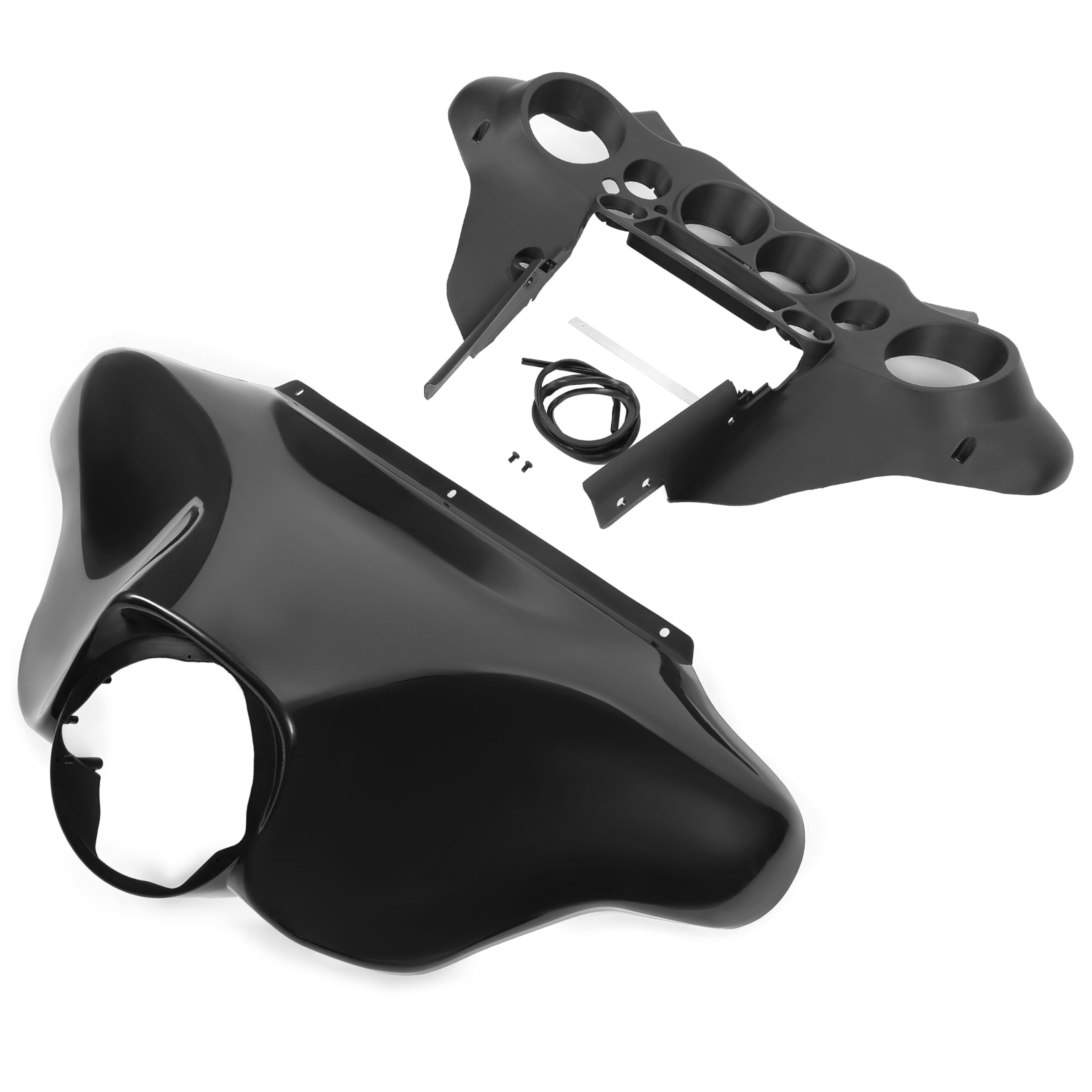 HECASA Front Batwing Inner Outer Fairing for Harley Davidson Touring Street Glide Electra Glide 1996-2013 Models - Black Plastic Replacement Part for Wind Protection & Custom Look