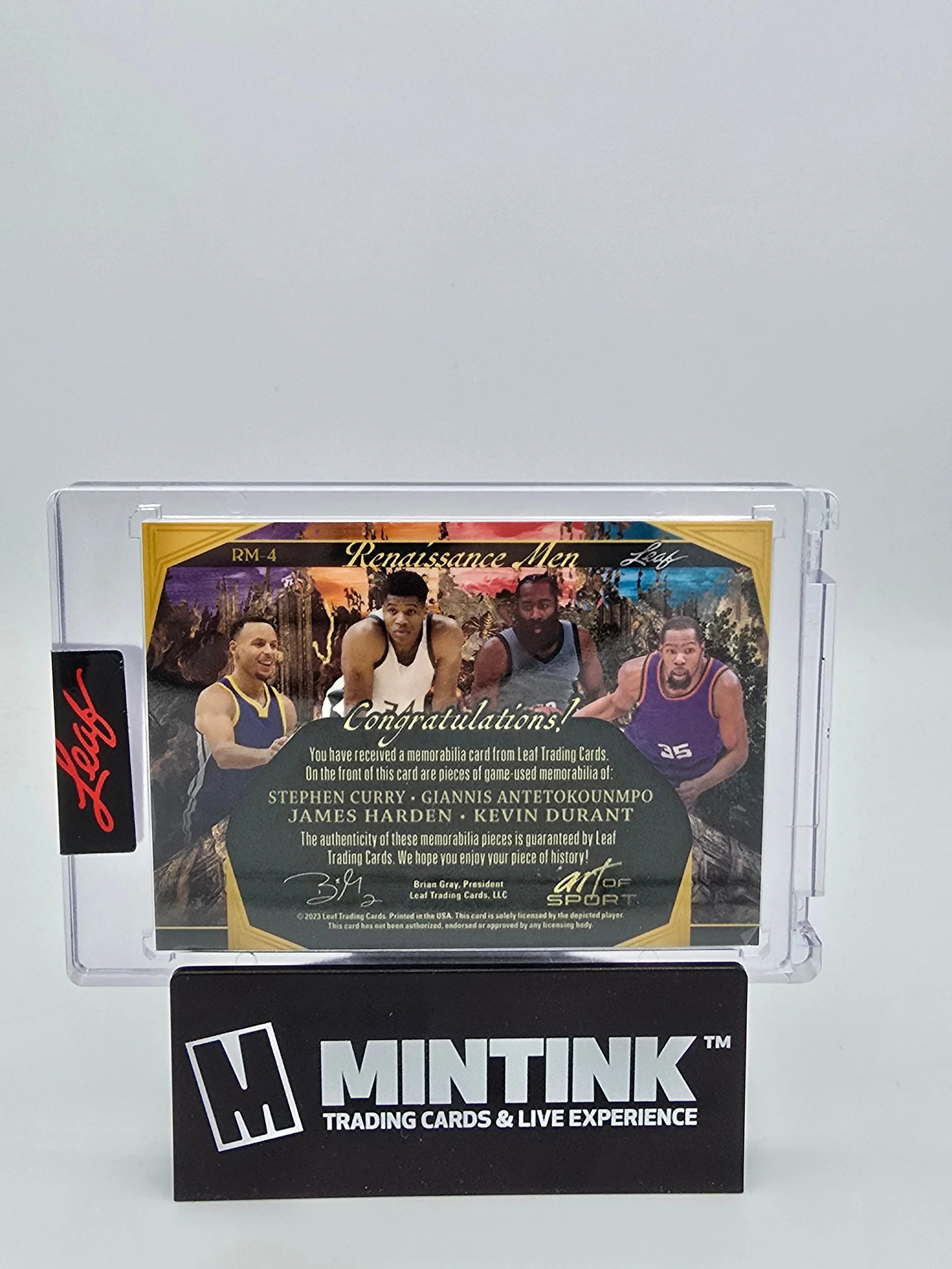 2023 Leaf Art of Sport Basketball Cards - Stephen Curry, Giannis Antetokounmpo, James Harden, Kevin Durant Renaissance Men Quad Patch /4 - NBA Collectibles for Fans & Investors