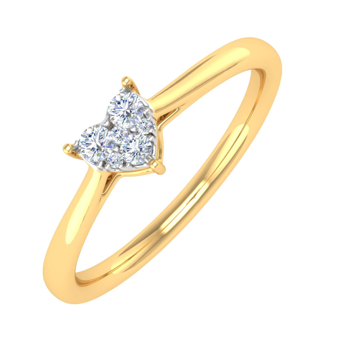 0.15 Carat Heart Shaped Diamond Ring in 10K Solid Gold - Dainty Promise Ring for Women, Valentine's Day Gift, Anniversary Jewelry for Her