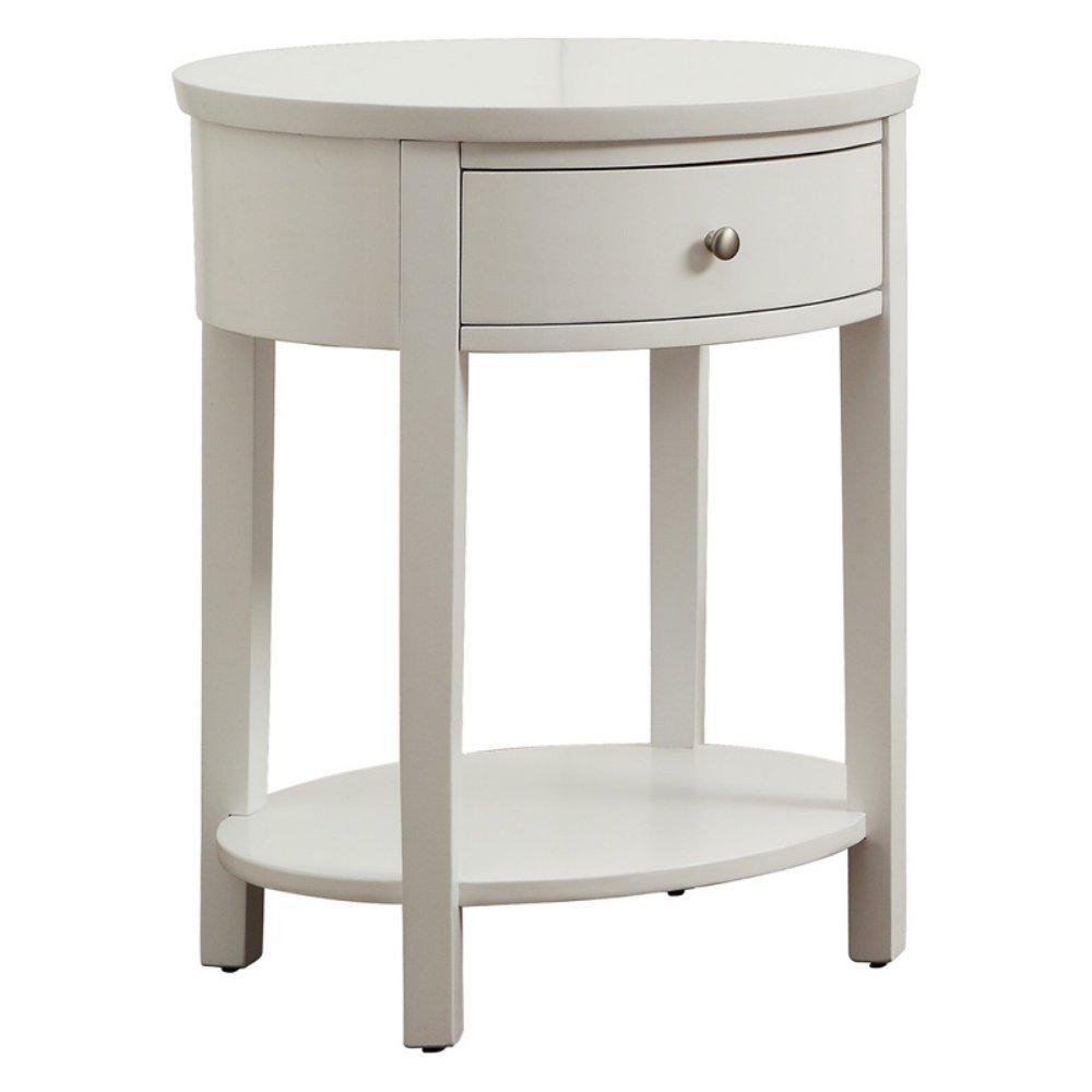 Inspire Q 1 Drawer Oval Accent Table - Modern Nightstand & Bedside Table for Small Spaces - Perfect for Living Room, Bedroom, or Office Decor