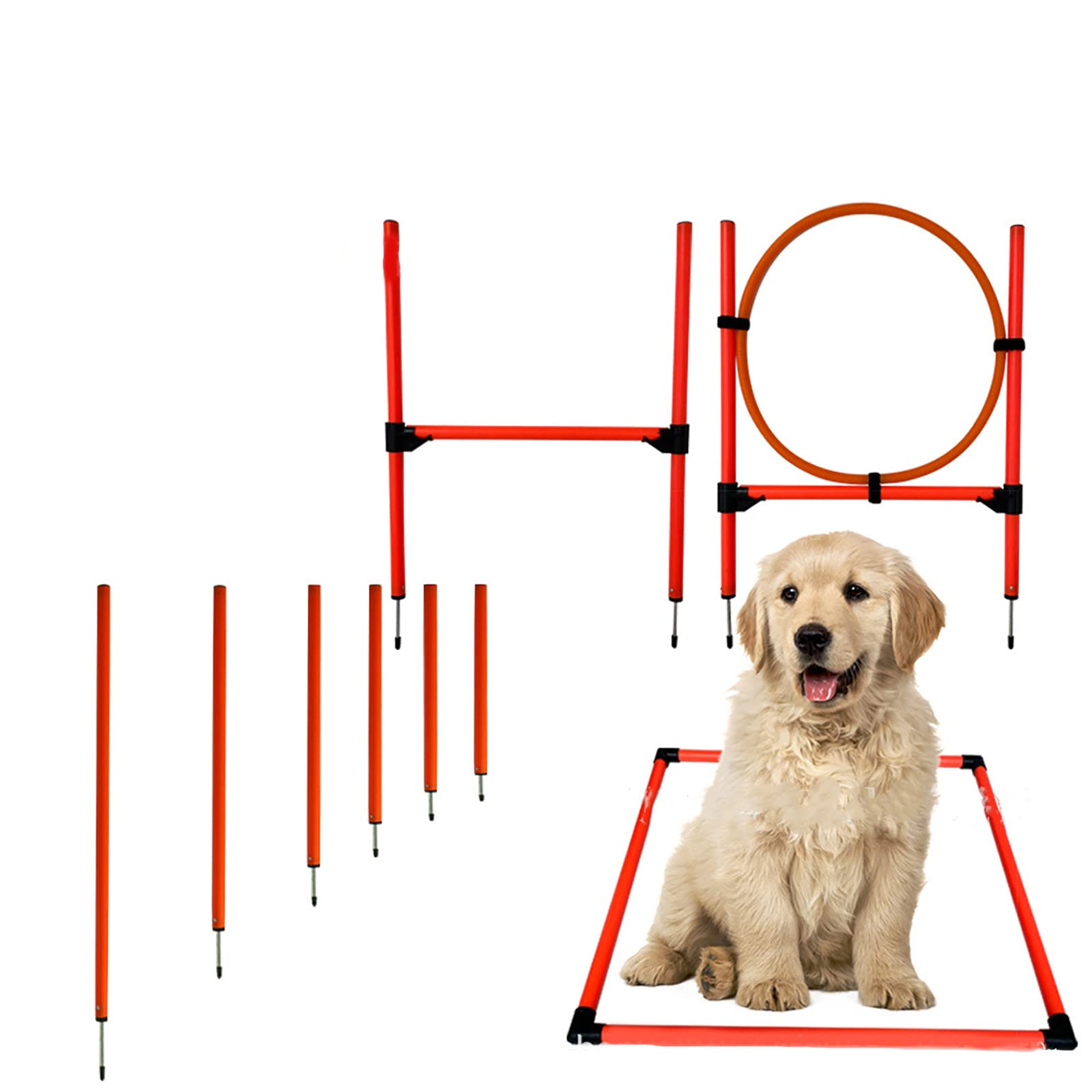 Dog Agility Training Set - Portable Pet Obstacle Course with Jumping Hoop, Hurdles & Carrying Case for Outdoor Exercise & Play | Perfect for Backyard Training, Dog Sports & Fun Games