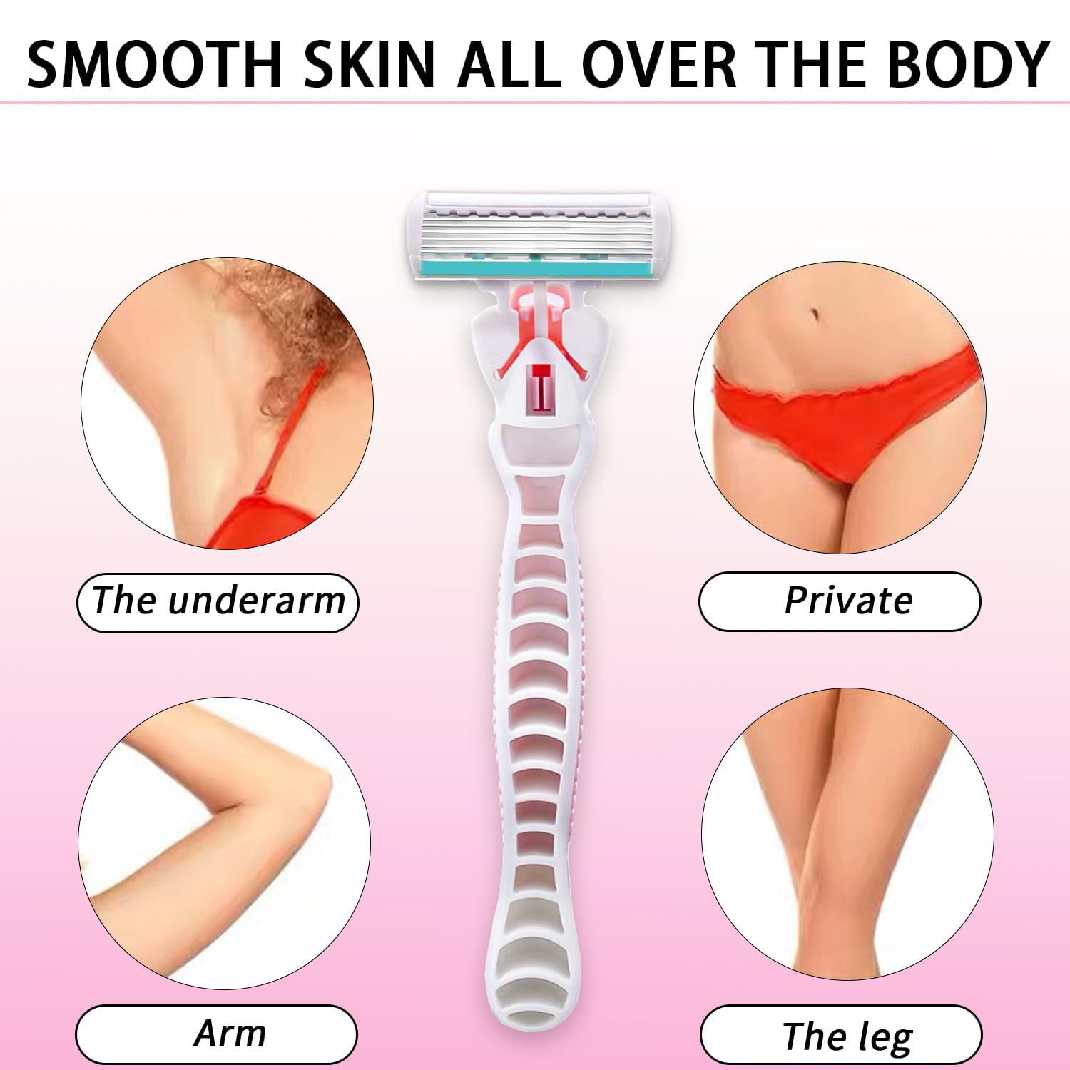 Premium 6-Blade Women's Razor for Sensitive Skin - Includes 1 Travel Razor & 19 Blade Refills - Smooth Shaving for Legs, Underarms & Bikini Area - Ideal for Home & Travel Use