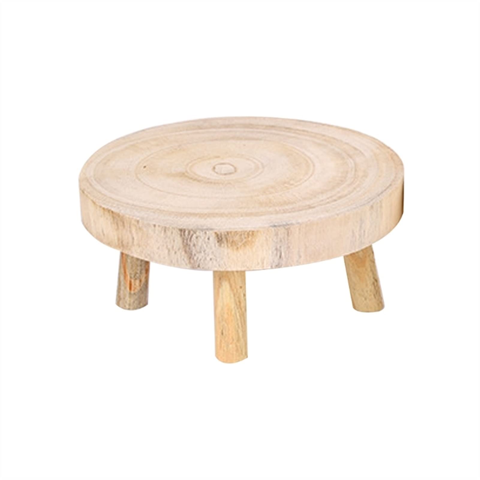 Solid Wood Plant Stand with Printed Design - Round Stool for Flower Pots, Succulents & Home Decor (Wood Color, Medium Size) - Perfect for Indoor Gardens, Living Rooms & Balconies