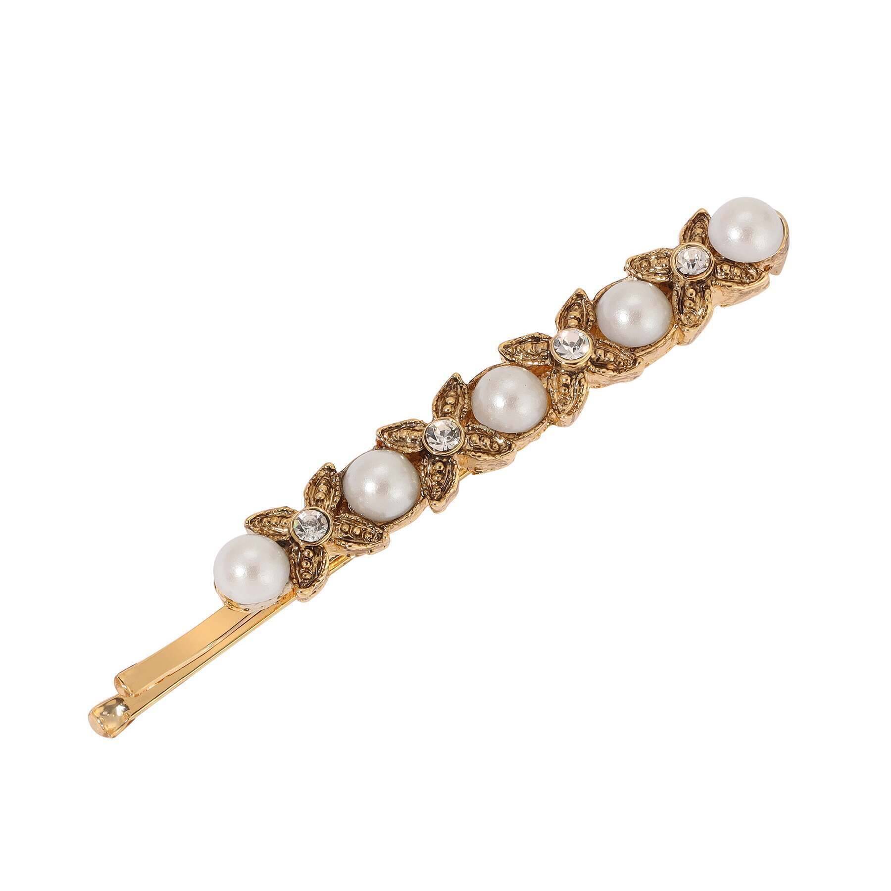1928 Vintage Style Clear Crystal Flower & Faux Pearl Bobby Pins - Hair Accessories for Women, Bridal Hair Clips, Wedding Party Hair Jewelry - Perfect for Prom, Parties & Special Occasions