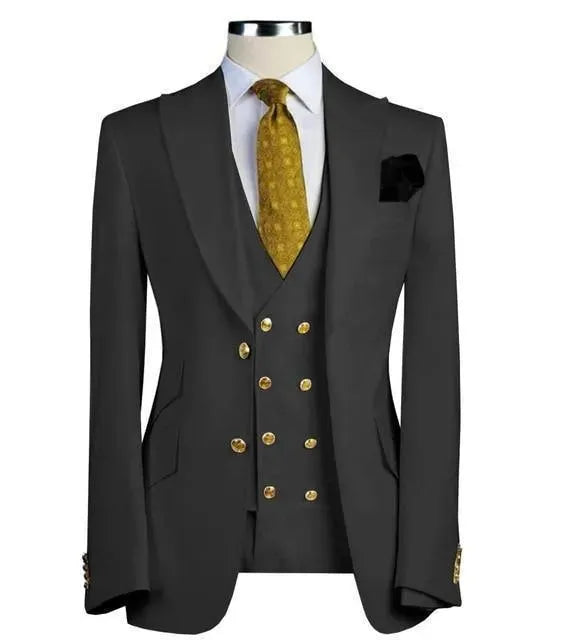Storm Black Three Piece Suit for Men | Premium Business Formal Wear | Perfect for Weddings, Interviews & Office Meetings