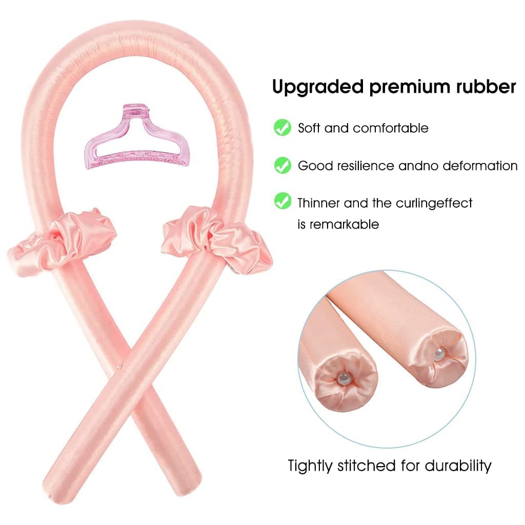 QNEEK Heatless Curling Rod Headband for Women - No Heat Silk Hair Rollers with Clips & Scrunchies | DIY Overnight Curling Kit for Soft Waves | Perfect for Sleeping, Travel & Natural Hairstyling