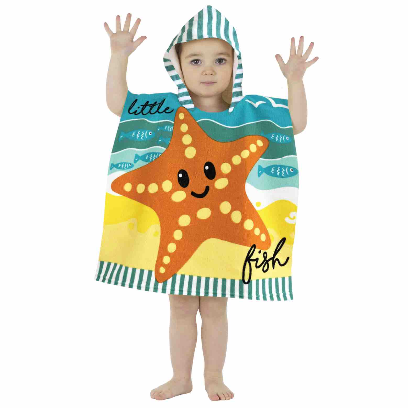 Kids Hooded Poncho Robe for Boys & Girls 1-3 Years - Soft Fleece Bathrobe with Pockets for Toddler - Perfect for Bath Time, Lounging & Playtime