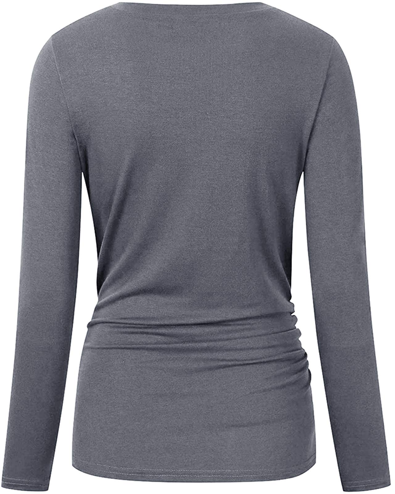 Chuanqi Women's Maternity Shirt - Fall Long Sleeve Crew Neck Pregnancy T-Shirt with Side Ruched Tunic Top | Comfortable Maternity Clothes for Work, Casual Wear & Pregnancy Photos