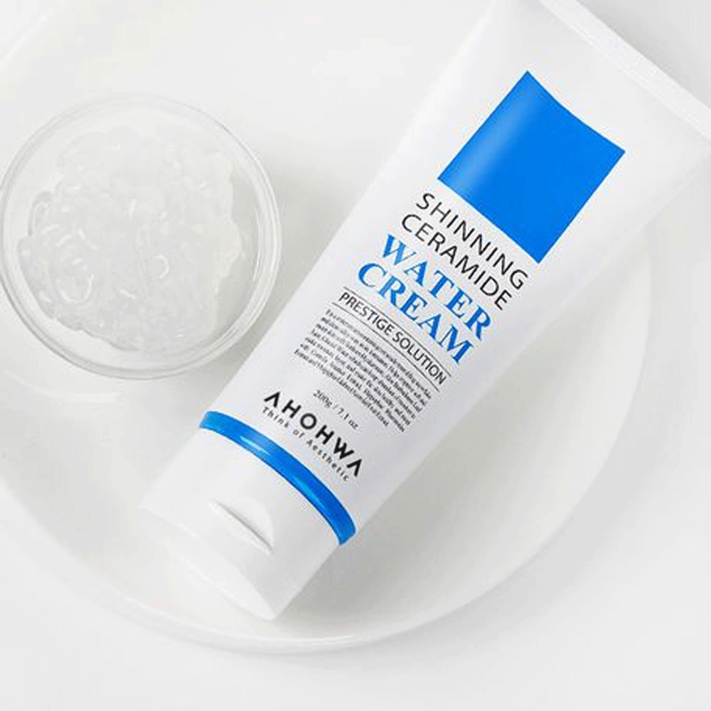 AHOHWA Shining Ceramide Water Cream 200g - Hydrating Moisturizer for Dry Skin - Perfect for Daily Skincare Routine & Night Care