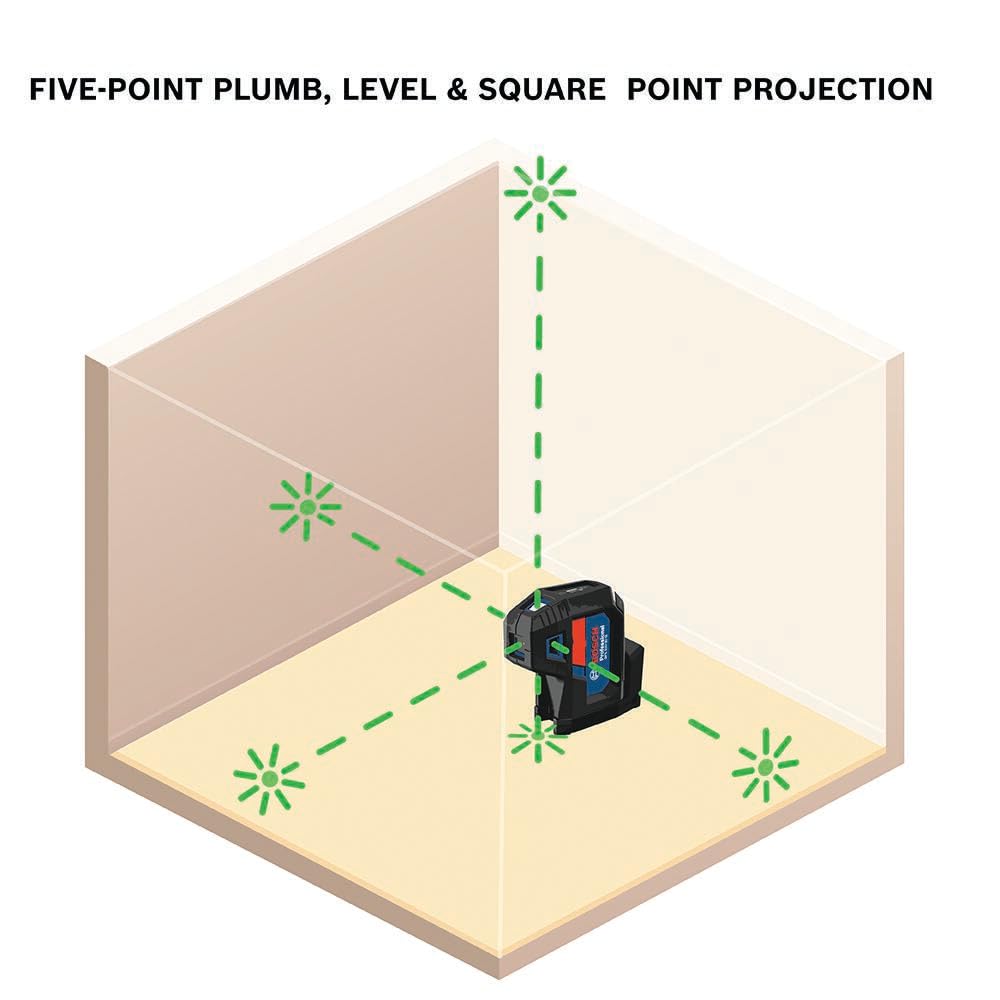 BOSCH GPL100-50G Green-Beam Self-Leveling Alignment Laser Level Kit with 2 AA Batteries, Built-In Multipurpose Mount & Hard Carrying Case - Perfect for Construction, Renovation, and DIY Projects