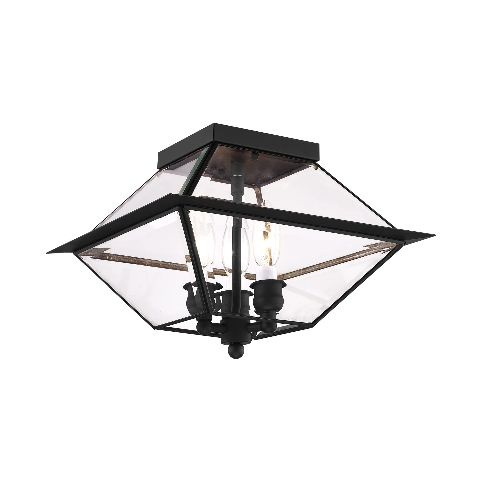Livex Lighting 2185-04 Westover 3-Light Black Ceiling Fixture for Indoor & Outdoor Use - Perfect for Porch, Patio, Garage, and Entryway Lighting