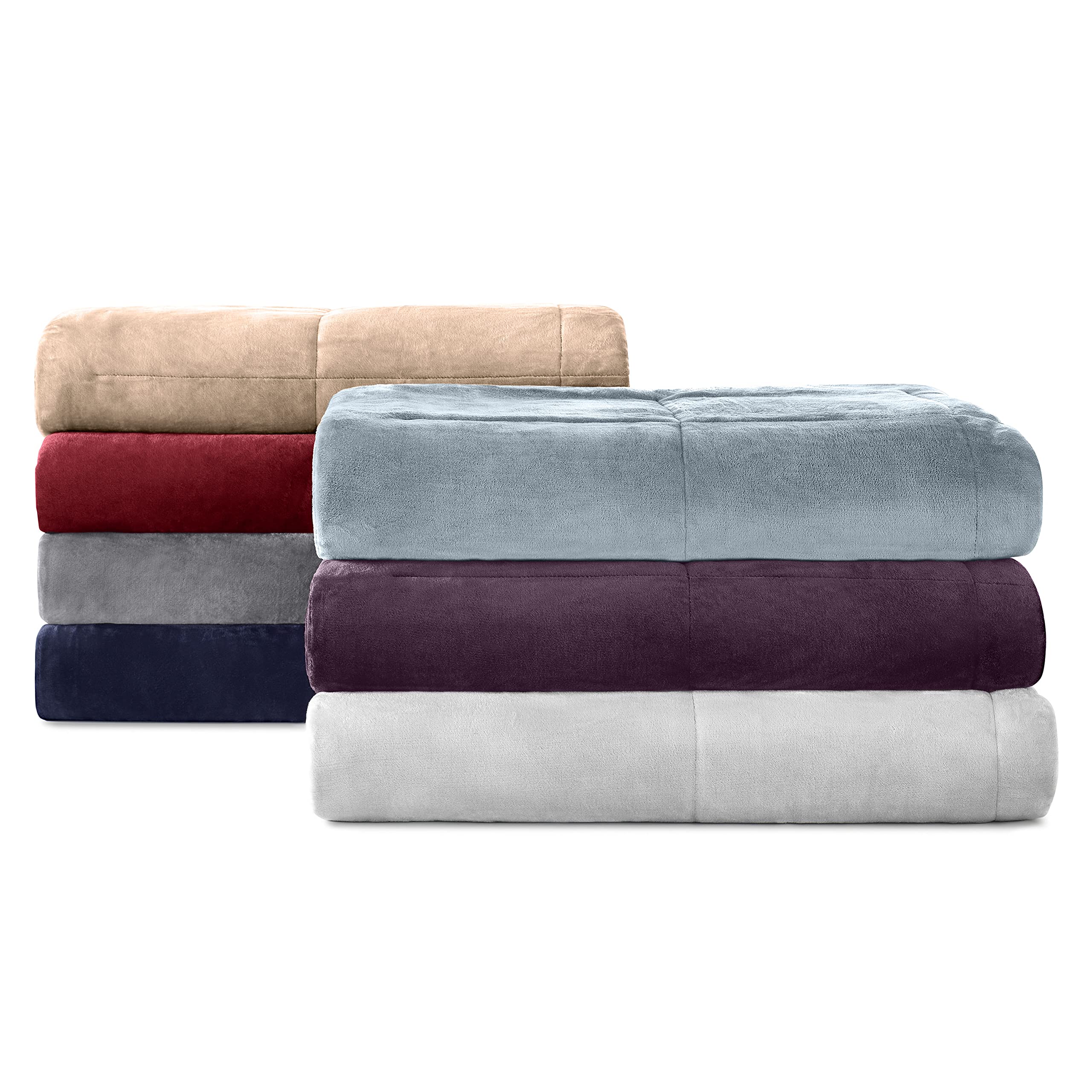 Vellux Queen Plush Lux Warm Blankets - Ultra Soft All Season Lightweight Quilted Blanket for Full/Queen Size Bed - Luxury Hotel Style Box Stitched Comforter (Grey) - Perfect for Bedroom, Living Room & Guest Room Coziness