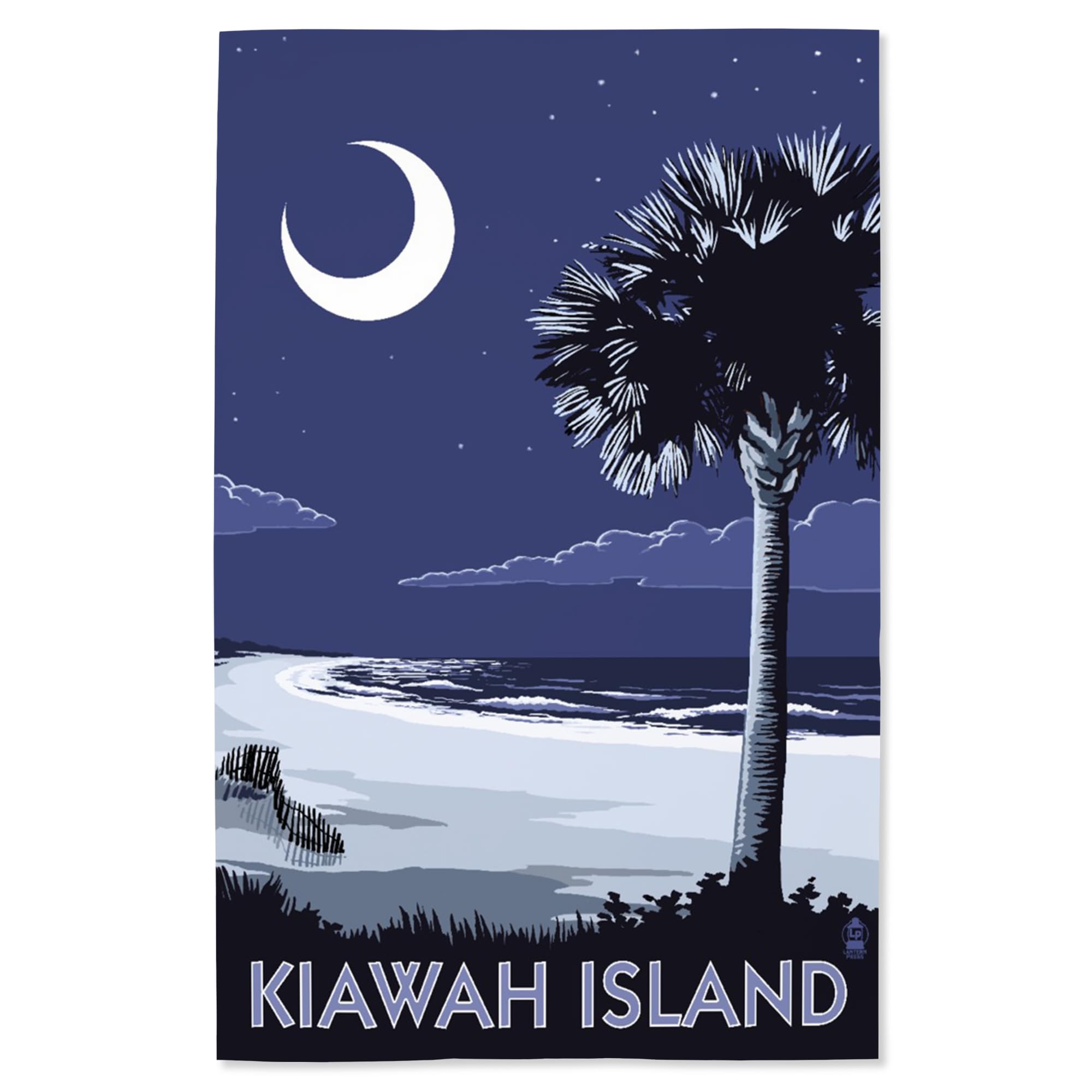 Lantern Press 16x24 Inch Giclee Art Print - Kiawah Island South Carolina Coastal Landscape with Palmetto Moon - Wall Decor for Living Room, Bedroom & Office
