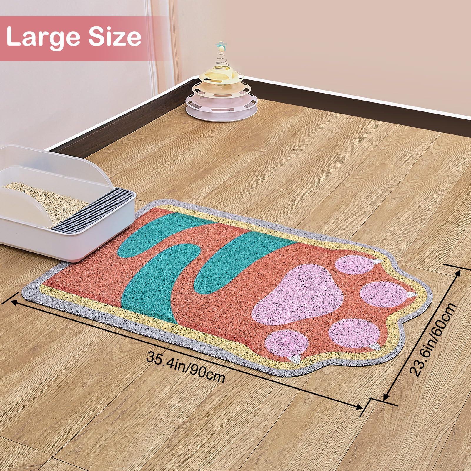 Premium Non-Slip Cat Litter Mat - Large Unicorn Design Litter Box Mat with High Trapping Efficiency, Soft & Easy to Clean Kitty Litter Mat, Cute Cat Food Mat for Pet Owners - Perfect for Hardwood Floors & Multi-Cat Homes