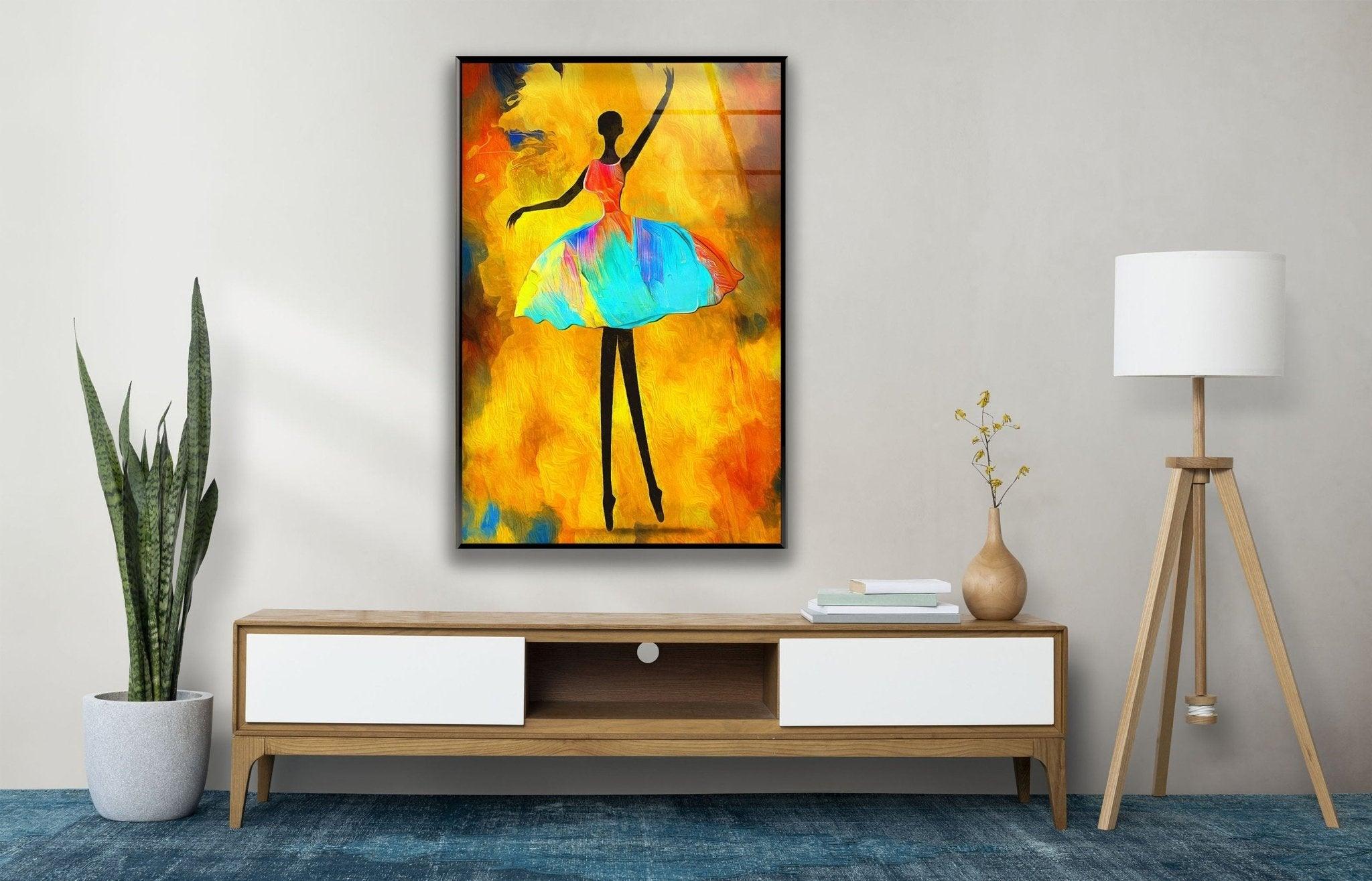 Elegant Ballerina Painting Glass Wall Art - Handmade Ballet Dancer Decor for Living Room, Bedroom & Office - Perfect Gift for Dance Lovers