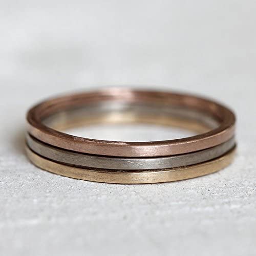 14K Solid Gold Stacking Rings Set - Yellow, Rose & White Gold Mix & Match for Layering & Everyday Wear | Perfect for Gifts, Anniversaries & Special Occasions