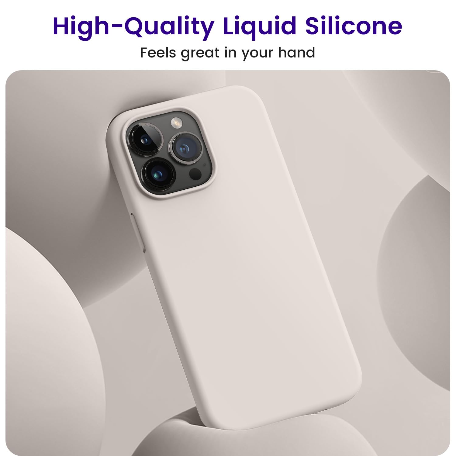 OTOFLY Premium Soft Liquid Silicone Case for iPhone 15 Pro Max - Slim Fit, Silky Touch, Full-Body Protection (Stone Color) - Perfect for Everyday Use, Work & Travel