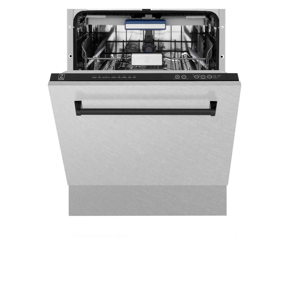 ZLINE Autograph Edition 24-inch Built-In Dishwasher with 3rd Rack - Satin Stainless Steel Panel & Matte Black Handle - Ultra Quiet 51dBa - Perfect for Modern Kitchens and Open-Concept Homes (DWVZ SN 24 MB)