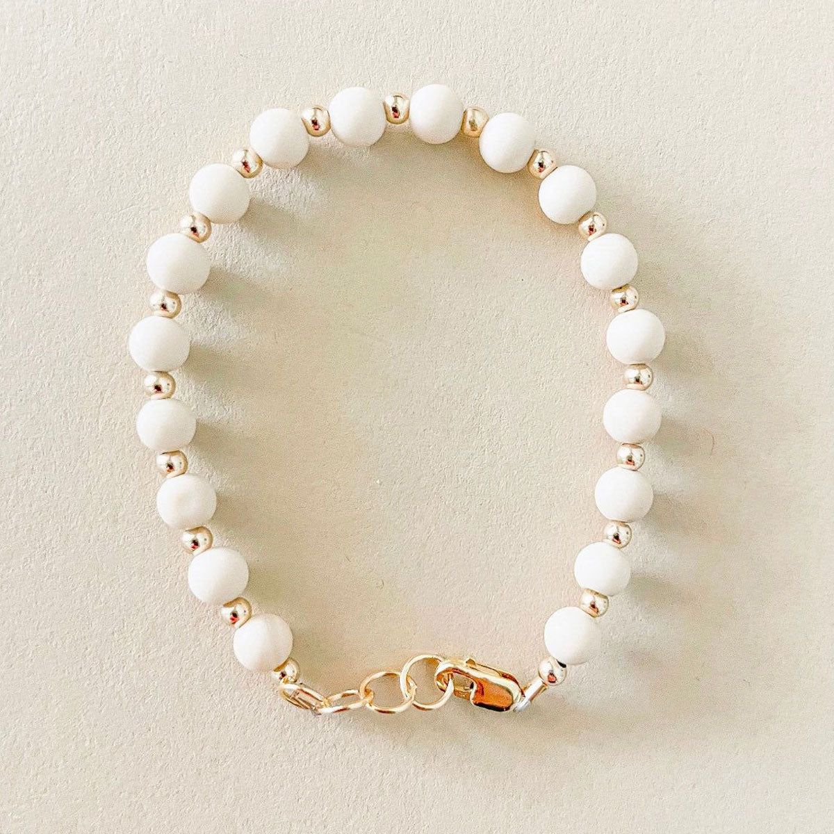 Tan and Gold Baby Bracelet - Adjustable & Hypoallergenic for Newborns, Infants - Perfect for Christening, Birthday Gifts & Photo Shoots