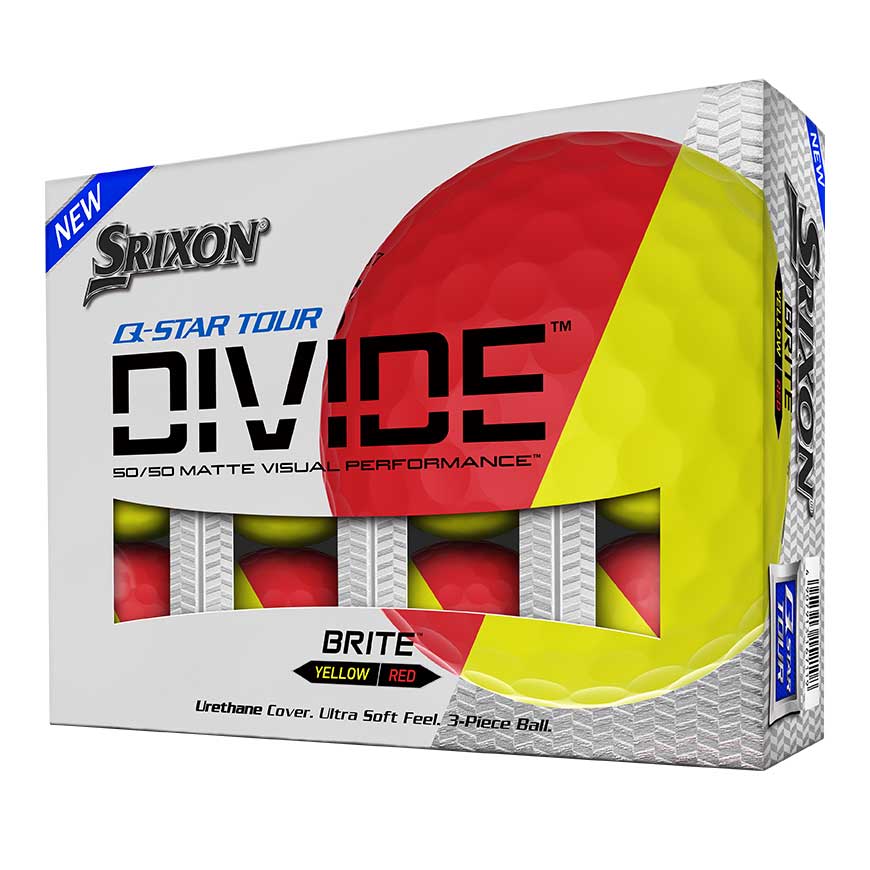 Srixon Q Star Tour Divide Golf Balls - 12 Pack (Brite Red/Yellow) | High Visibility for Low Light & All Weather Conditions | Perfect for Tournament Play & Practice Rounds