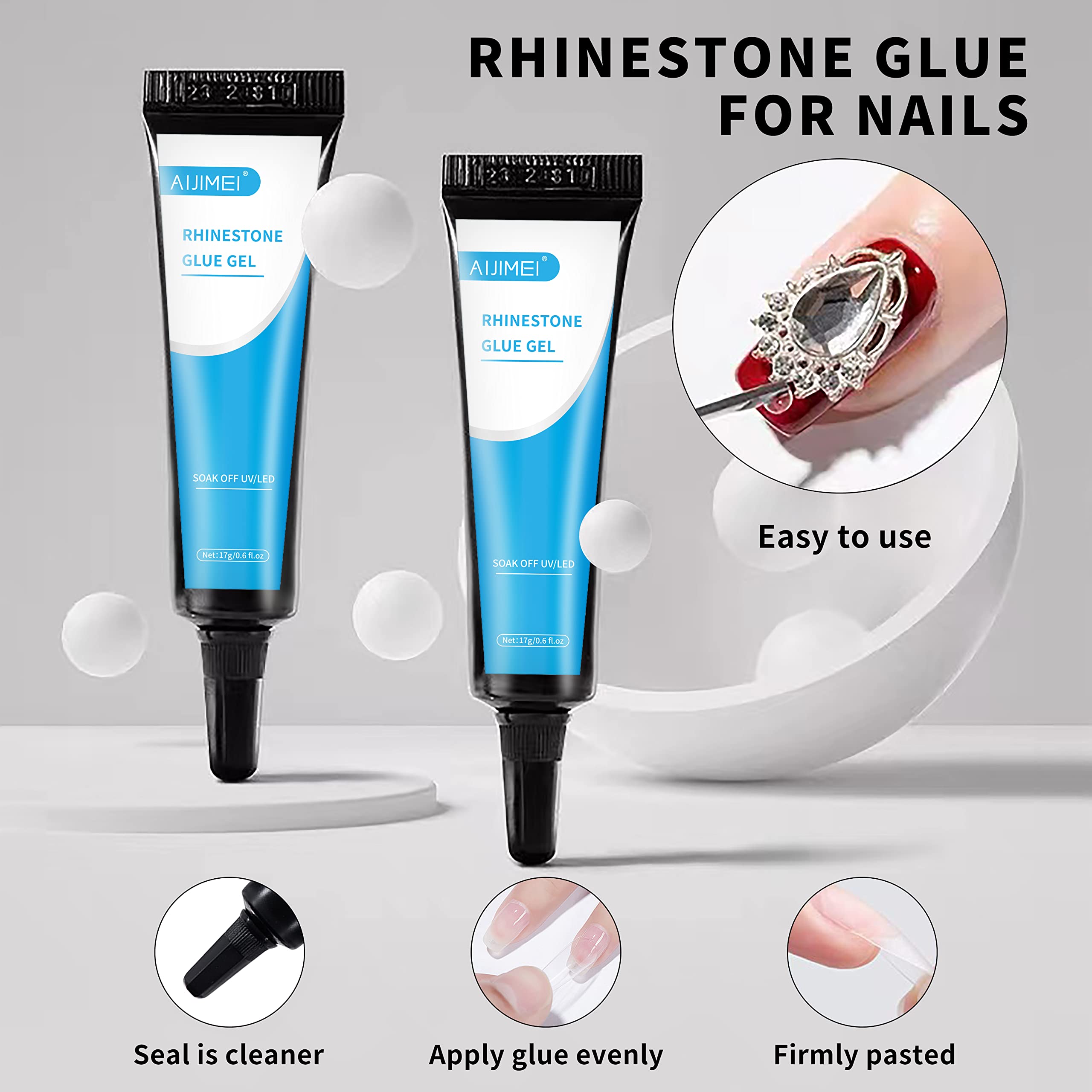 Professional UV Cured Nail Glue for Rhinestones & Nail Charms - Strong Adhesive Gel for Artificial Nails, DIY Nail Art, and Manicures - Perfect for Salon, Home Use, and Special Occasions