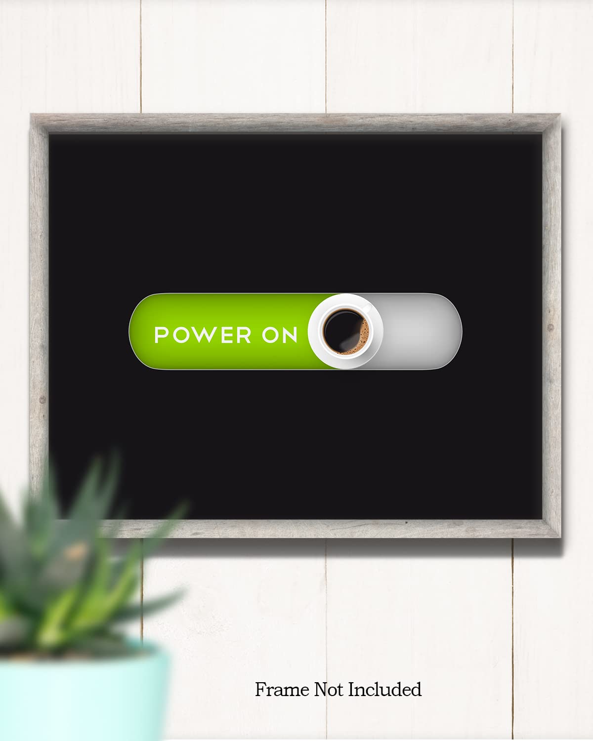 Govivo Power On Coffee Station Print - Modern Kitchen & Coffee Bar Decor - Minimalist Home & Office Wall Art - 14x11 Inches Unframed - Perfect for Coffee Lovers, Kitchen Countertop & Workspace Decor