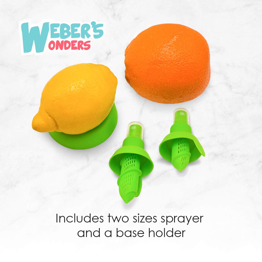 Weber’s Wonders 3-Piece Lemon Sprayer Kit - Orange Juice Extractor, Citrus Juicer & Squeezer - Vegetable & Salad Cleaner Spray - Fresh Lime Storage Gadget - Perfect for Cocktails, Cooking & Healthy Snacks