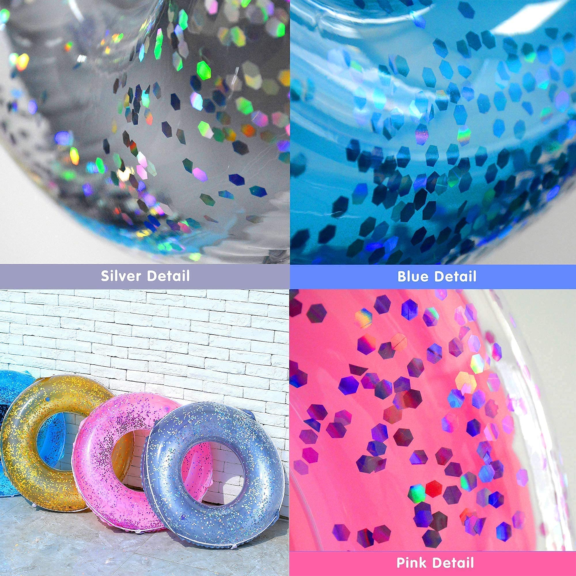 **3 Pack Kids Pool Floats - Inflatable Swim Rings & Pool Tubes Toys for Summer Fun, Beach & Pool Party Supplies with Patch & Tow Rope (Perfect for Swimming, Beach Trips & Pool Parties)**