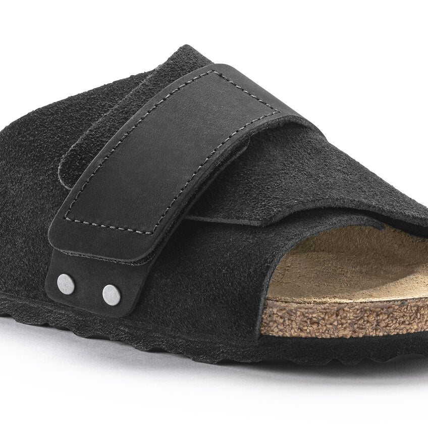 Birkenstock Kyoto Nubuck Leather Sandals for Women - Black Suede Comfort Footwear | Perfect for Summer Walking, Beach Outings & Casual Wear