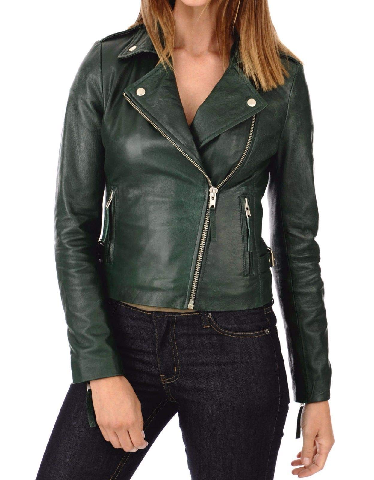 Stylish Women's Olive Green Leather Jacket - Quilted Motorcycle Bomber Jacket for Biker Outerwear | Perfect for Riding, Casual Wear & Fashion Outfits