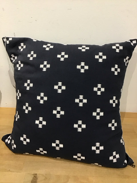 Navy Blue and White Stitched Pattern Decorative Throw Pillow - Perfect for Sofa, Bed, Couch & Home Decor