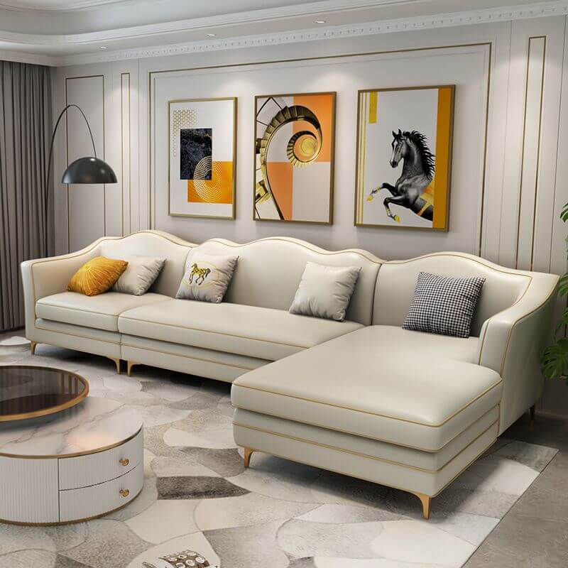 Modern Modular Leather Sofa for Living Room - Medieval Style Square Armrests - Perfect for Small Spaces, Apartments & Home Theater Seating